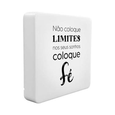 Imagem de Luminária Box Slim Coloque Fé USB TPC Bivolt com Luz Difusa para Decoração e Leitura com Fita LED 5W Inclusa