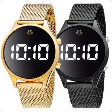 Imagem de Relógio de Pulso Feminino Kit Maria LED Digital com Pulseira de Silicone Diferencial Social Preto