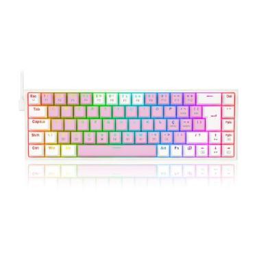Imagem de Teclado Mecânico Gamer Redragon Castor, RGB, Switch Blue, ABNT2, Rosa 