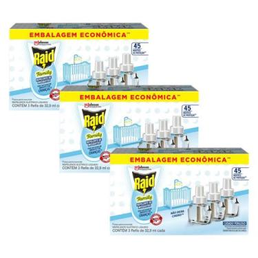 Imagem de Kit 3 Repelente Raid Elétrico 45 Noites Raid Family 3 Refis