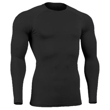 Imagem de Blusa Masculina Proteção UV Segunda Pele Térmica Poliéster Manga Longa Compressão-Masculino