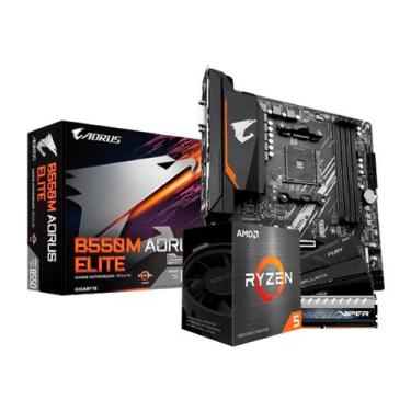 Imagem de Kit Upgrade AMD Ryzen 5 5600GT / Placa Mãe Gigabyte B550M Aorus Elite 