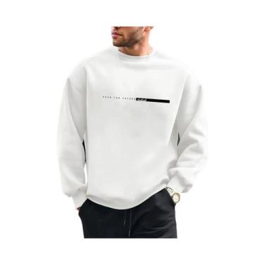 Imagem de Moletom Masculino De Outono Inverno Com Estampa Gráfica Solta E Modern