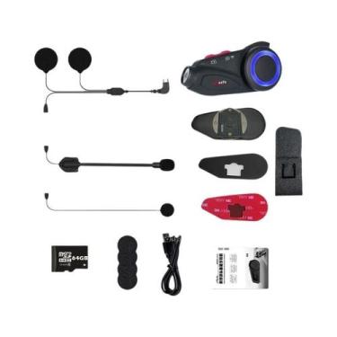 Imagem de Intercomunicador Bluetooth Para Capacete De Moto Com Lente À Prova d'Á