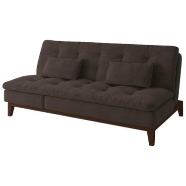 Imagem de Sofá-cama 3 Lugares Reclinável Suede Linoforte Jade, Café, 3 lugares