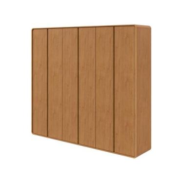 Imagem de Guarda-roupa 6 Gavetas 6 Portas Móveis Lopas Casal Loop, Amêndoa Clean