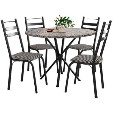 Imagem de Mesa de Jantar 4 Cadeiras Redonda Artefamol América Capri, Preto