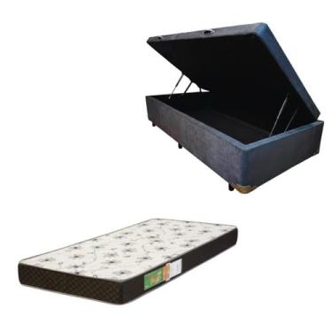 Imagem de Cama Box Baú Solteiro Blindada com Colchão Solteiro Espuma D20 12cm - 