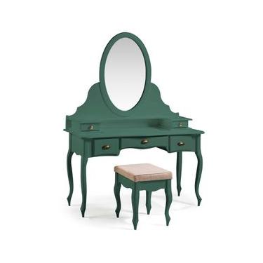 Imagem de Penteadeira Louvre Com Banqueta Pés Luis XV 177 x 136 x 45 cm (A x L x P) - Cor Verde M...