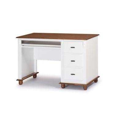 Imagem de Escrivaninha Linz 3 Gavetas 80 x 132 x 50 cm (A x L x P) - Cor Branco/Imbuia Glazer