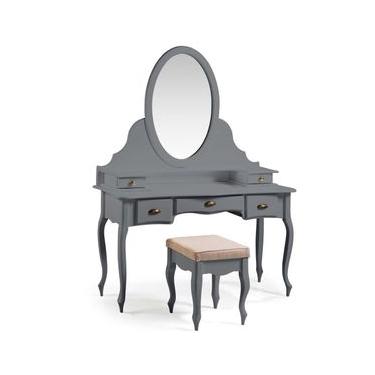 Imagem de Penteadeira Louvre Com Banqueta Pés Luis XV 177 x 136 x 45 cm (A x L x P) - Cor Cinza E...