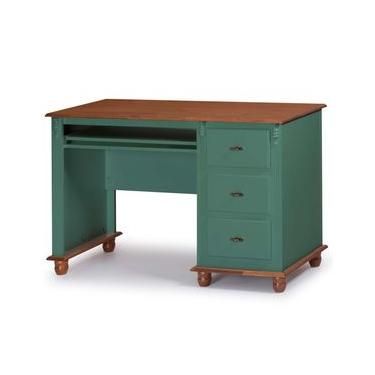 Imagem de Escrivaninha Linz 3 Gavetas 80 x 132 x 50 cm (A x L x P) - Cor Verde Musgo/Imbuia Glazer