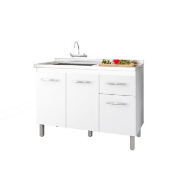 Imagem de Balcão De Cozinha Sem Tampo Para Pia De 120 Cm Branco - Moblis - Móvei