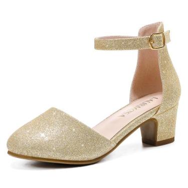 Imagem de Sapatos LAURMOSA L1012S Gold Girls Low Chunky Heels