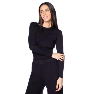 Imagem de Blusa Feminina Sea Surf Malha Canelada Preto, Preto, G