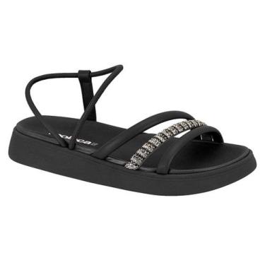 Imagem de Sandália Papete Moleca Flatform Tira Brilhante 5469 120 , Preto, Crist