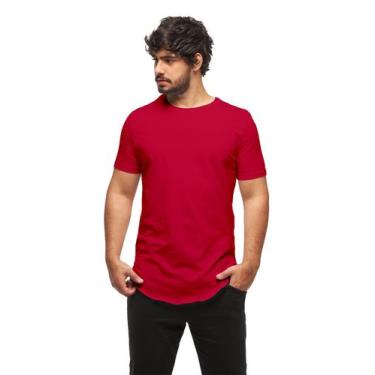 Imagem de Camiseta Longline Plus Size Masculina Manga Curta - Konoa, Vermelho, G