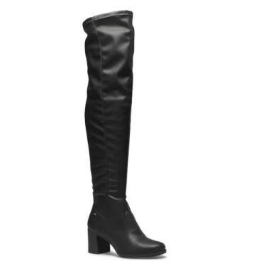 Imagem de Bota Feminina Over The Knee Salto Bloco Médio Dakota DA824 - Preto - 3