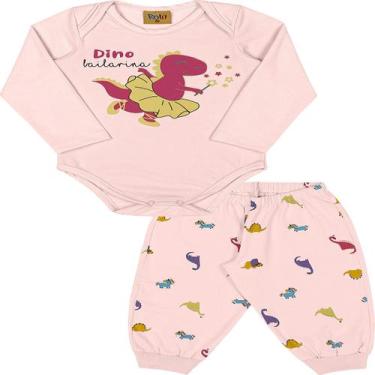 Imagem de Pijama Bebê Menina Inverno Molecotton Body Calça - Rolú, Dinossauro, P
