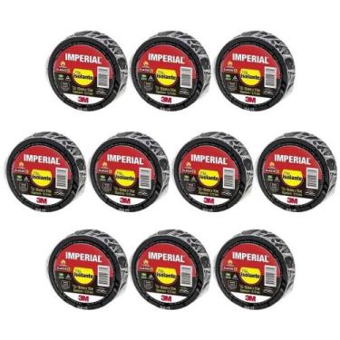 Imagem de Kit 10 Fita Isolante Imperial 3m 18mm X 10 Metros Preta