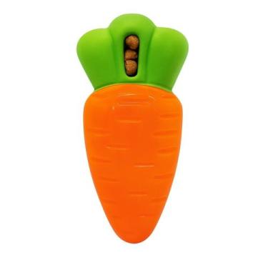 Imagem de Brinquedo Interativo De Cachorro Cenoura De Plástico Com Apito 12x5cm 