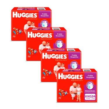 Imagem de Kit 4 Fralda Roupinha Huggies Supreme Care Tamanho XXG Pacote Mega 24 