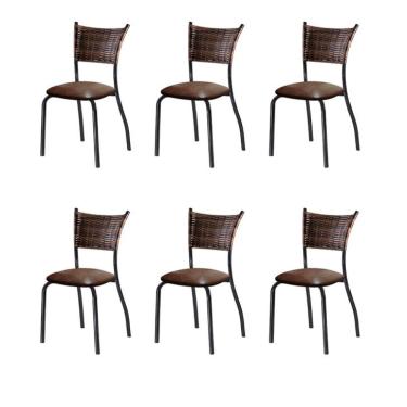 Imagem de Conjunto com 6 Cadeiras Espanha II Marrom 89 cm