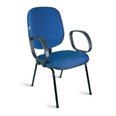 Imagem de Cadeira Diretor Pé Palito Braços Tecido Azul Com Preto - Shopcadeiras