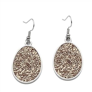 Imagem de Brincos com estampa 2 3 – Brincos com pingente para meninas – Presente de festa de aniversário dos namorados, Metal, Sem pedras preciosas