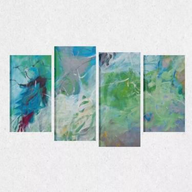 Imagem de Quadro Abstrato Moderno Colorido Escritórios Tecido 4 Peças