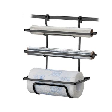 Imagem de Suporte Porta Rolo Triplo Papel Toalha De Barra Cozinha Onix Preto - 2801OX Future