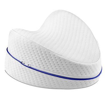 Imagem de Olidik Almofada de joelho, almofada de gravidez, almofada de espuma viscoelástica com contorno branco, almofada de perna para dormir na lateral, almofada de posição da perna para alívio