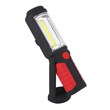 Imagem de luz de trabalho LED,Lanterna LED COB, lanterna portátil, com suporte magnético para reparação de automóveis, casa, garagem, emergência e camping ao ar livre(Red)