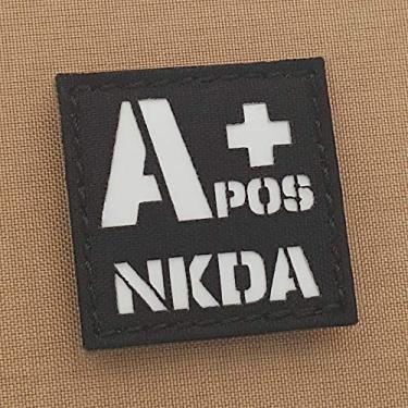 Imagem de Aplique refletivo APOS NKDA A+ Tipo de sangue 2 x 2 Ifak Tactical Morale Touch Fastener Patch