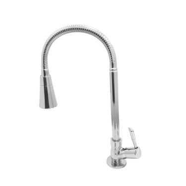 Imagem de Torneira para Cozinha com Acionamento 1/4 Volta Tubo Flexível 2 Jatos de Dispersão Bancada Bognar