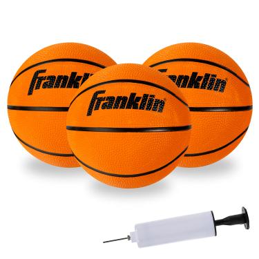 Imagem de Franklin Sports Mini bolas de basquete de borracha para ambientes internos/externos – Pacote com 3 – Aprovada por batidas