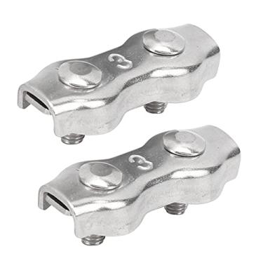 Imagem de Hilitand Clipe de corda de arame, 12 peças de dispositivo de bloqueio clipe de fio de aço leve durável grampo de corda de arame para piscinas/equipamentos de pesca