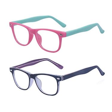 Imagem de Outray — Óculos de bloqueio de luz azul para computador infantil para meninos e meninas com idade de 3 a 12 anos, antifadiga ocular, Set Purple+pink/Green, Medium