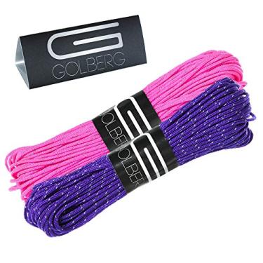 Imagem de Corda de 1,8 mm reflexiva fluorescente para paraquedas de 2,4 kg da GOLBERG em 20 metros – Perfeita para linha de pessoal, corda de tenda, acampamento, caminhadas, Reflective Acid Purple/Neon Pink