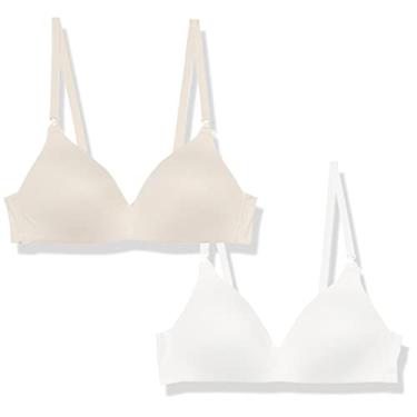 Imagem de Warner's Sutiã feminino Blissful Benefits sem fio levemente forrado, pacote com 2 04001w, Branco/Butterscotch, 34B