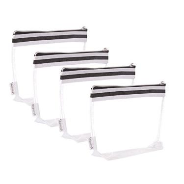 Imagem de Augbunny Bolsa de maquiagem multiuso em vinil transparente à prova d'água com zíper e fita francesa pacote com 4