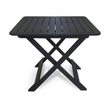 Imagem de Mesa Quadrada Dobrável Plástica Preta 80X72X70Cm 25672