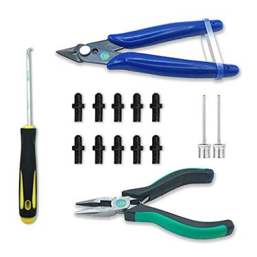 Imagem de 10 válvulas de basquete, kit de reparo de vazamentos para bolas, médicos de bola esportiva (bocal inflável de esfera, alicate de ponta de agulha, gancho de crochê, alicate diagonal, agulha de ar), para basquete, futebol, vôlei