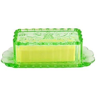 Imagem de Home-X Prato de Manteiga de Vidro Estilo Depressão com Tampa e Padrão de Uva, Decoração de Cozinha Retro, Presente de Casamento