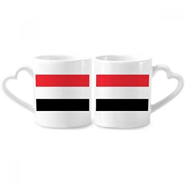 Imagem de Conjunto de canecas de porcelana para casal, bandeira nacional do Iêmen e país da Ásia, copo de cerâmica para amantes com