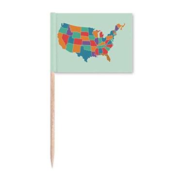 Imagem de Bandeira de palito de dente com estampa de mapa dos Estados Unidos para decoração de festa