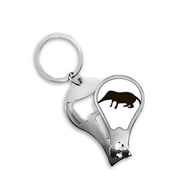 Imagem de Cortador de unhas preto com imagem de animal de musaranho, abridor de chaveiro, tesoura