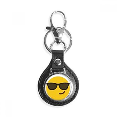 Imagem de Óculos de sol amarelo legal bonito online chat couro metal chaveiro chaveiro carro presente, Multicor