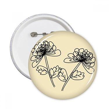 Imagem de Ilustração de linha de crisântemo desenhada à mão pinos redondos crachá botão emblema acessório decoração 5 peças