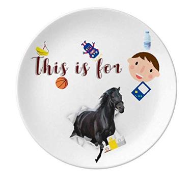 Imagem de Animal Paper Break Shocks Cavalos Prato de Porcelana Prato Redondo Menino Homem